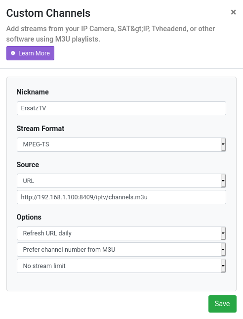 Channels Custom Channel Source